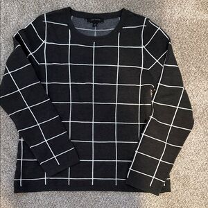 Ann Taylor Black Sweater Window Pane Pattern
